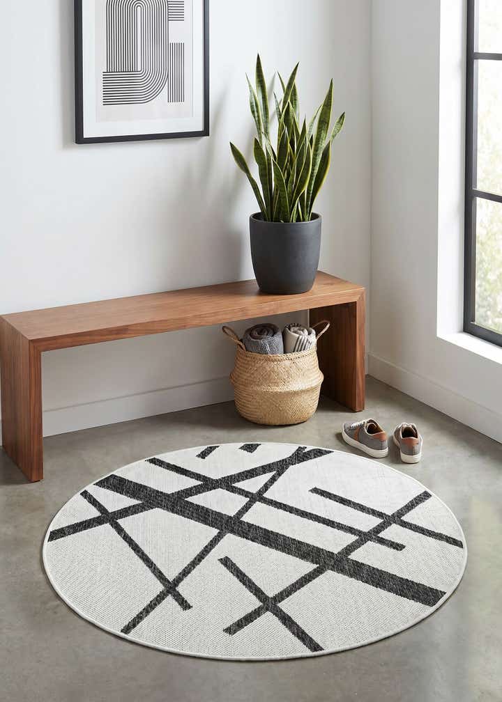 3' x 3' Easy-Clean Modern Indoor / Outdoor Round Rug