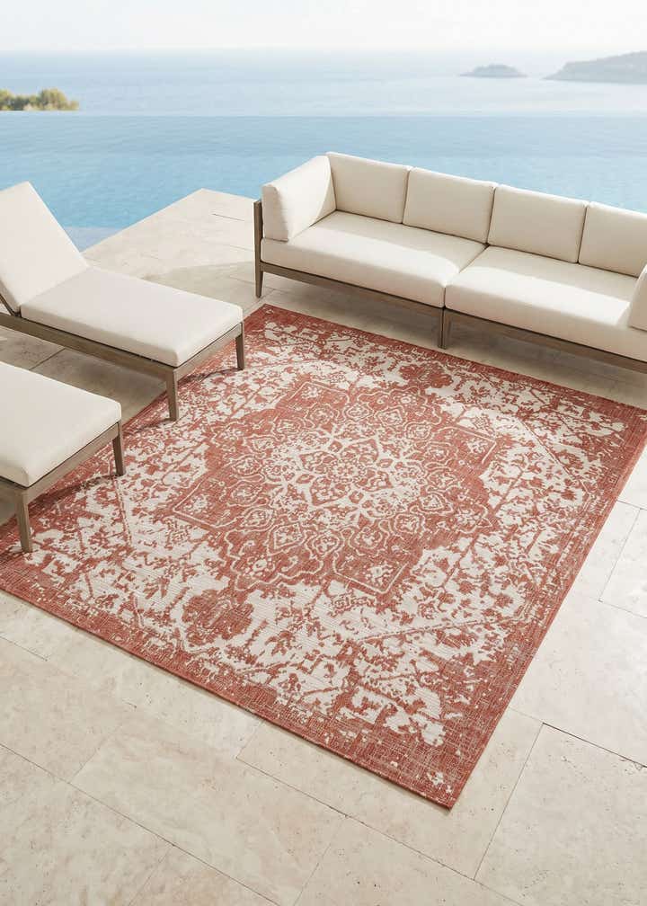 7' 10 x 7' 10 Easy-Clean Jill Zarin Dubai Indoor / Outdoor Square Rug