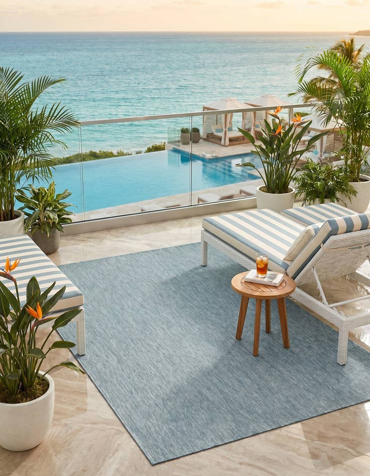 Detail image of 5' 3 x 8' Easy-Clean Solid Indoor / Outdoor Rug