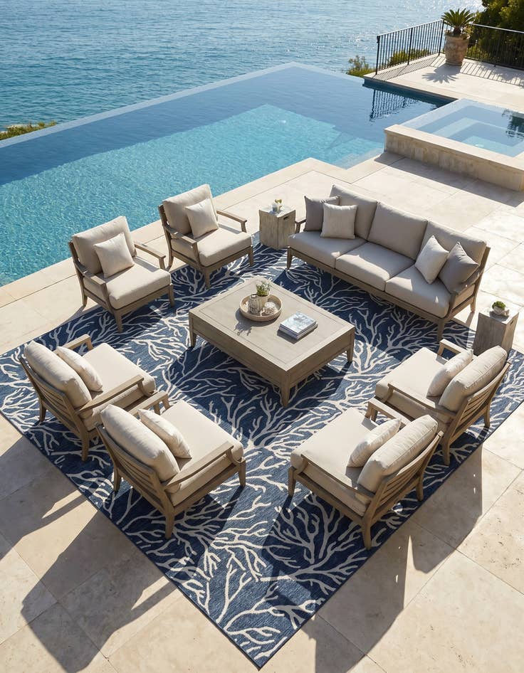 Detail image of 13' x 13' Easy-Clean Coastal Indoor / Outdoor Square Rug