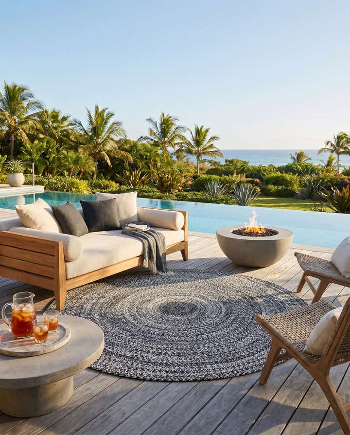 5' 3 x 5' 3 Easy-Clean Eco Verse Washable Indoor / Outdoor Round Rug
