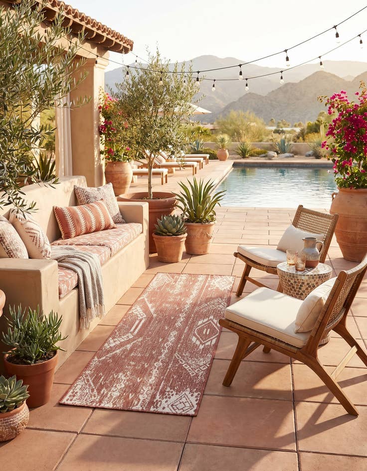 Detail image of 2' x 5' 3 Easy-Clean Bohemian Indoor / Outdoor Runner Rug