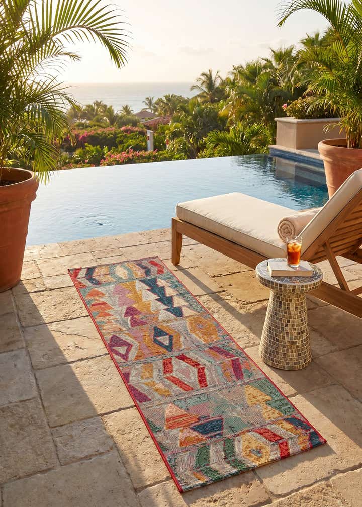 2' x 6' Easy-Clean Modern Indoor / Outdoor Runner Rug