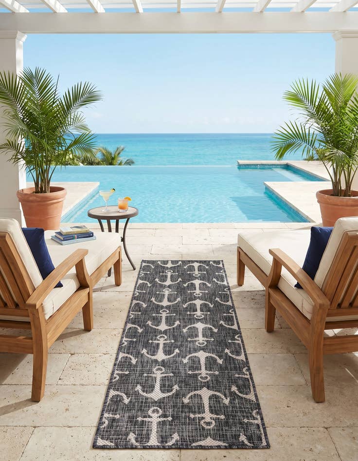 Detail image of 2' x 6' Easy-Clean Coastal Indoor / Outdoor Runner Rug