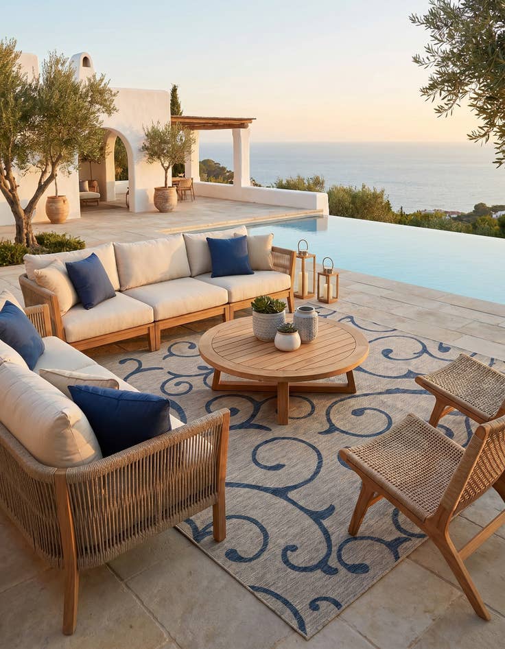 Detail image of 10' 8 x 10' 8 Easy-Clean Botanical Indoor / Outdoor Square Rug