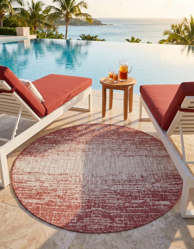 Detail image of 4' x 4' Easy-Clean Modern Indoor / Outdoor Round Rug