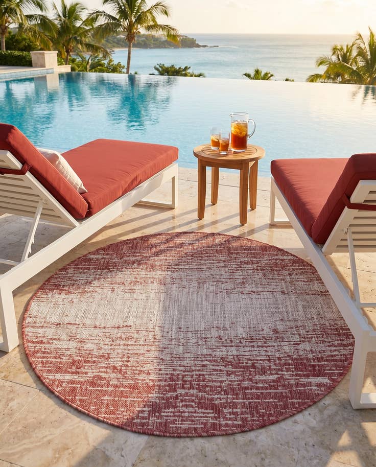 Detail image of 4' x 4' Easy-Clean Modern Indoor / Outdoor Round Rug