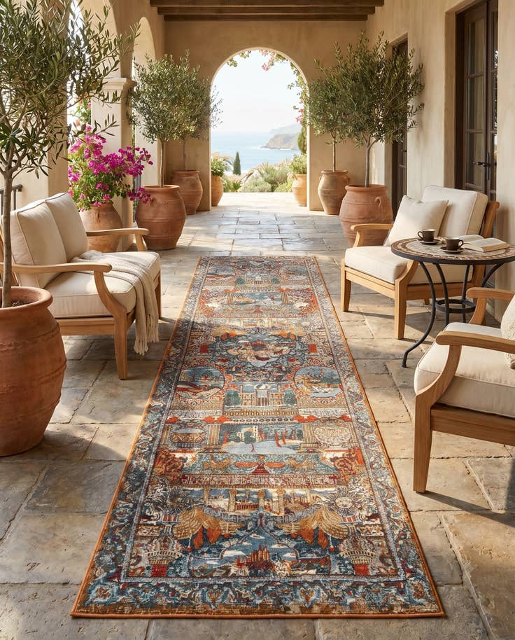 Detail image of 2' 7 x 10' Easy-Clean Traditional Indoor / Outdoor Runner Rug