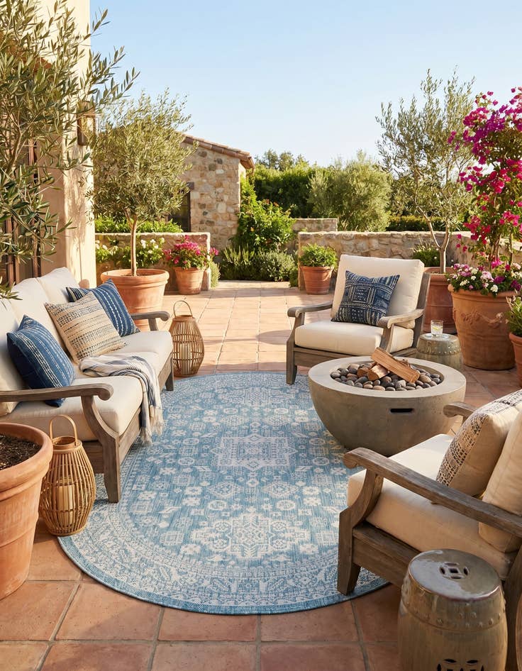 Detail image of 5' 3 x 8' Easy-Clean Aztec Indoor / Outdoor Oval Rug