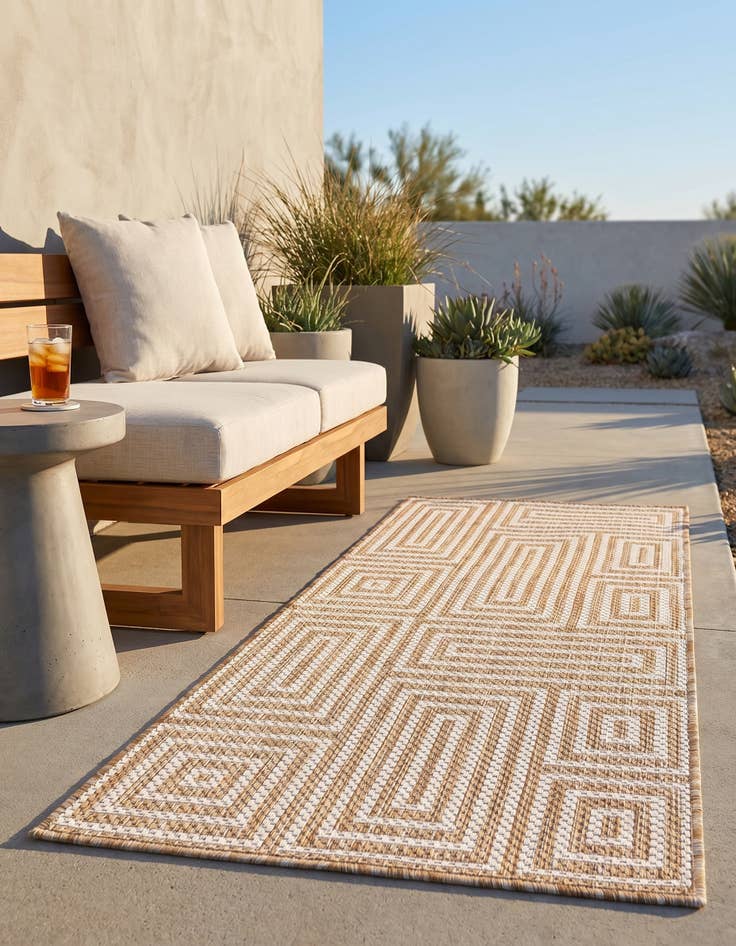 Detail image of 2' x 4' Easy-Clean Modern Indoor / Outdoor Runner Rug
