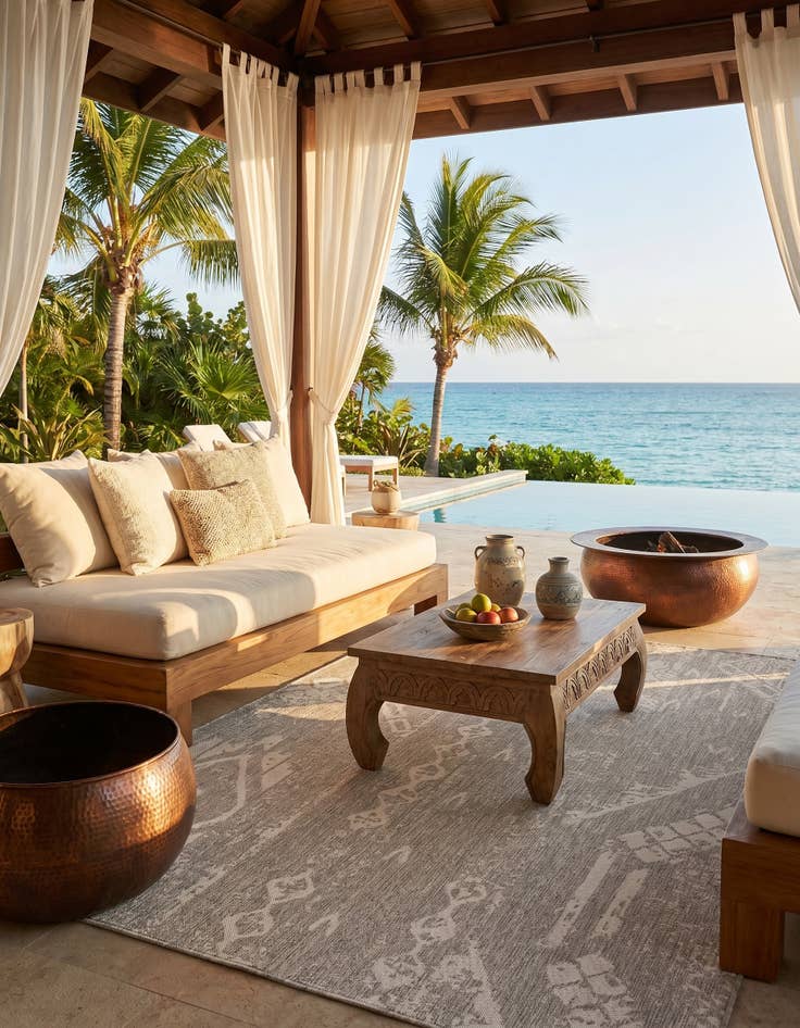 Detail image of 7' x 10' Easy-Clean Bohemian Indoor / Outdoor Rug