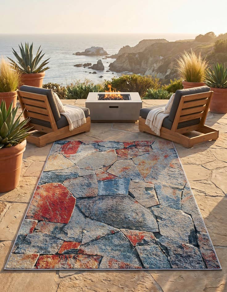 Detail image of 4' x 6' Easy-Clean Modern Indoor / Outdoor Rug