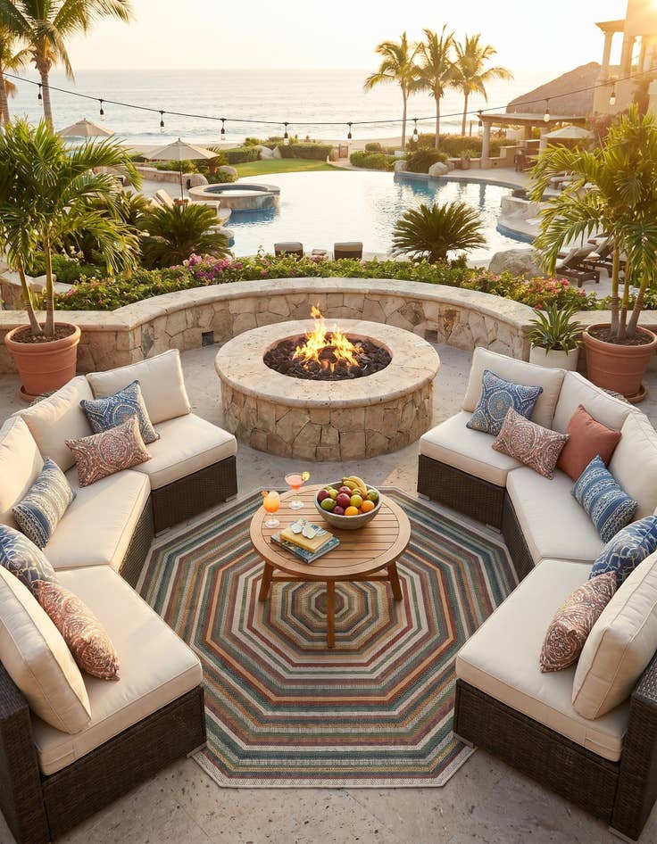 Detail image of 7' 10 x 7' 10 Easy-Clean Baja Indoor / Outdoor Octagon Rug