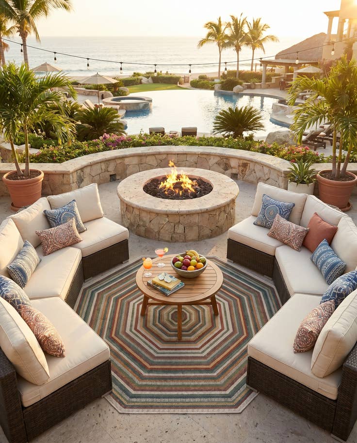 Detail image of 7' 10 x 7' 10 Easy-Clean Baja Indoor / Outdoor Octagon Rug