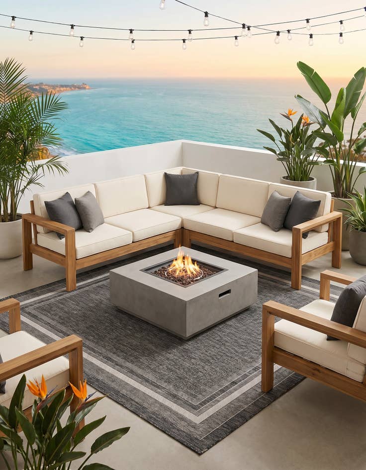 Detail image of 7' 10 x 7' 10 Easy-Clean Border Indoor / Outdoor Square Rug