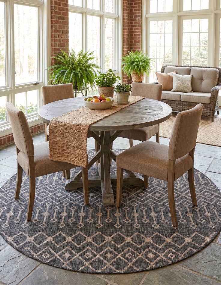 Detail image of 7' 10 x 7' 10 Easy-Clean Lattice Indoor / Outdoor Round Rug