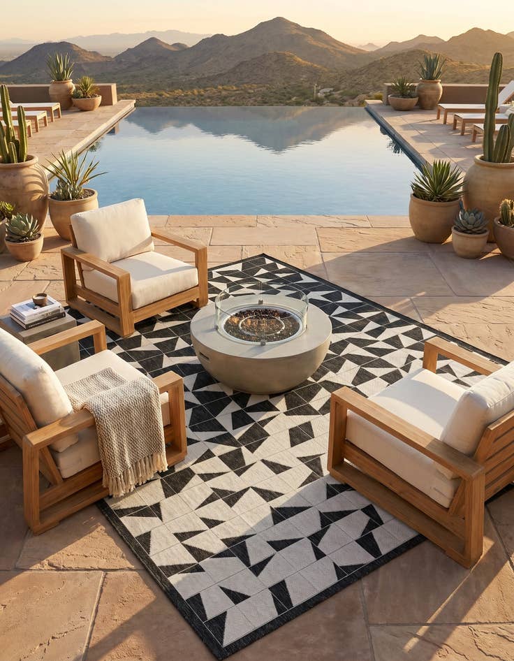 Detail image of 7' 10 x 10' Easy-Clean Modern Indoor / Outdoor Rug