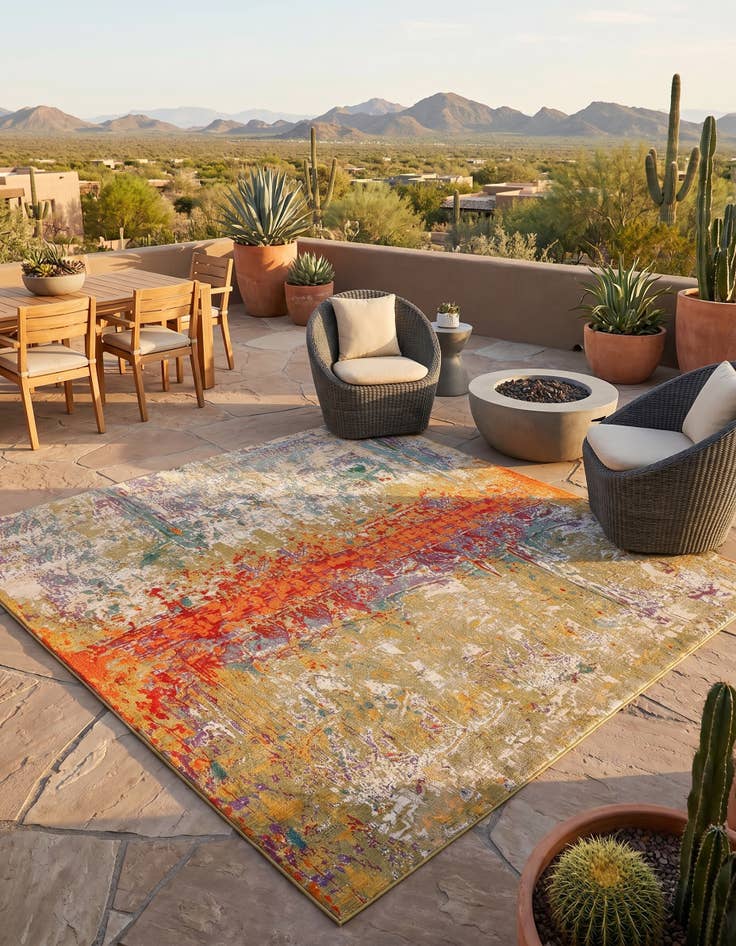 Detail image of 10' x 10' Easy-Clean Modern Indoor / Outdoor Square Rug