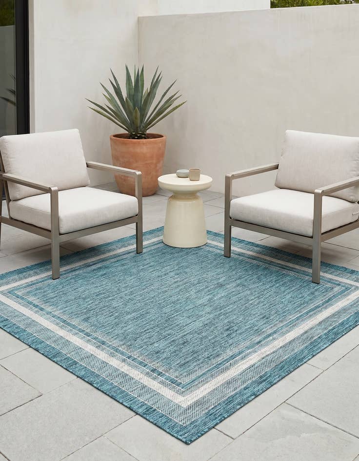 Detail image of 5' 3 x 5' 3 Easy-Clean Border Indoor / Outdoor Square Rug