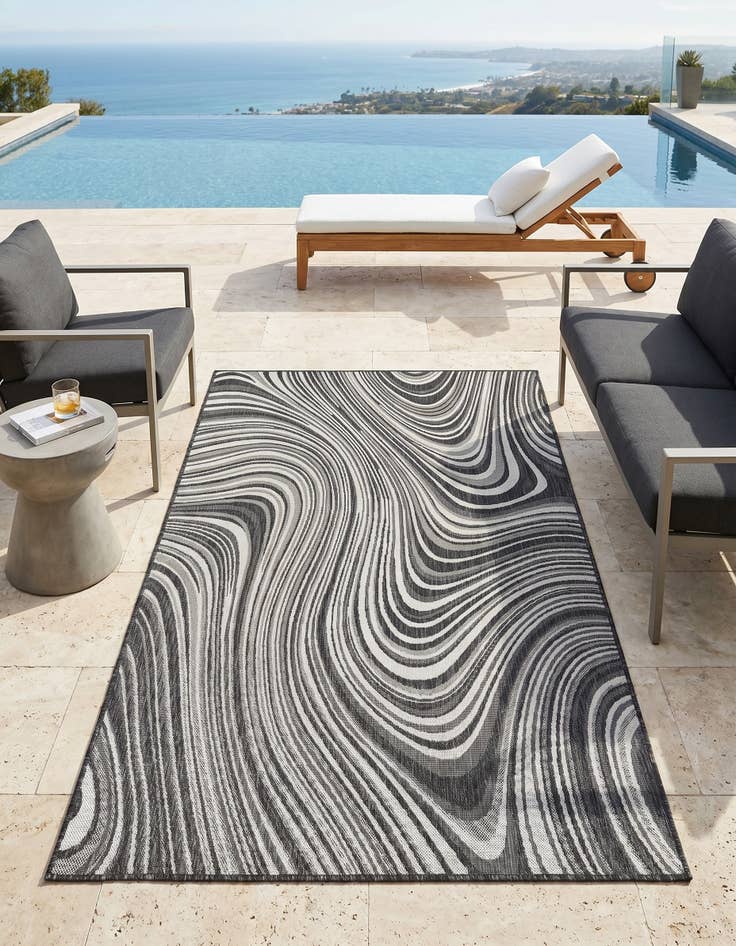 Detail image of 4' x 6' Easy-Clean Modern Indoor / Outdoor Rug