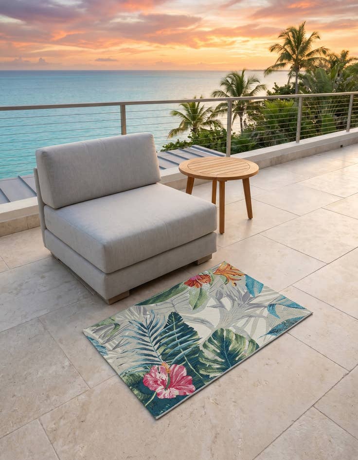 Detail image of 2' x 3' Easy-Clean Botanical Indoor / Outdoor Rug