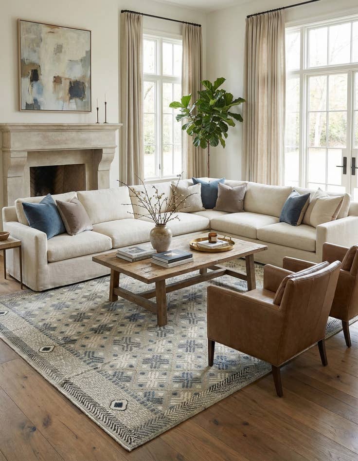 Detail image of 8' 10 x 12' 6  Hand Knotted Darya Wool Rug