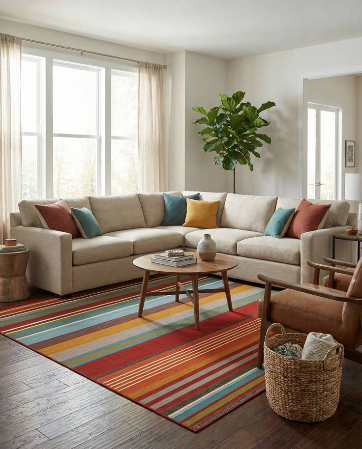 Detail image of 10' x 10' Easy-Clean Modern Indoor / Outdoor Square Rug