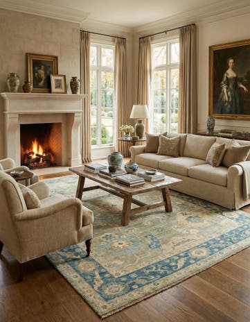 6' 10 x 9' 9 Hand Knotted Oushak Wool Rug