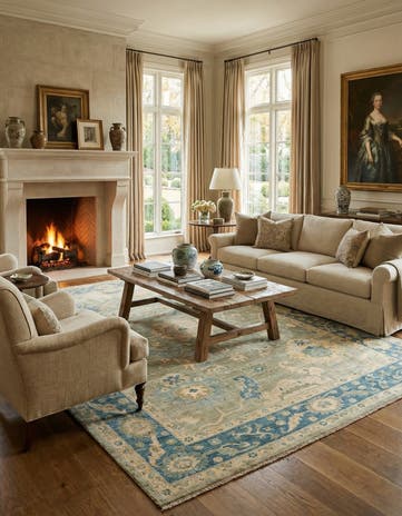 6' 10 x 9' 9 Hand Knotted Oushak Wool Rug