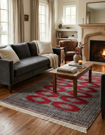 4' 2 x 5' 11 Hand Knotted Bokhara Oriental Wool Rug