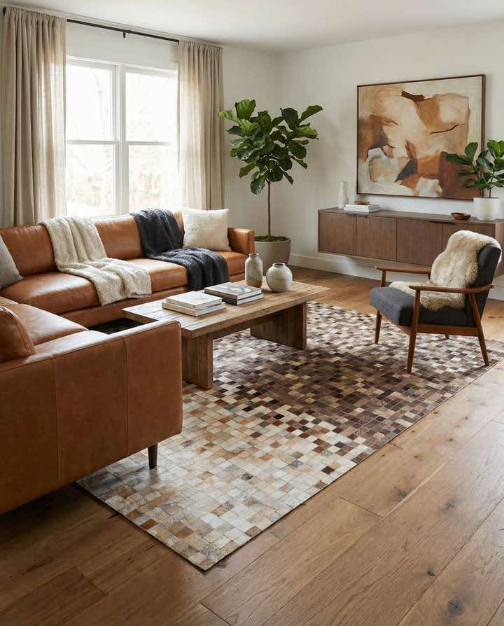5' x 8' Cowhide Leather Rug