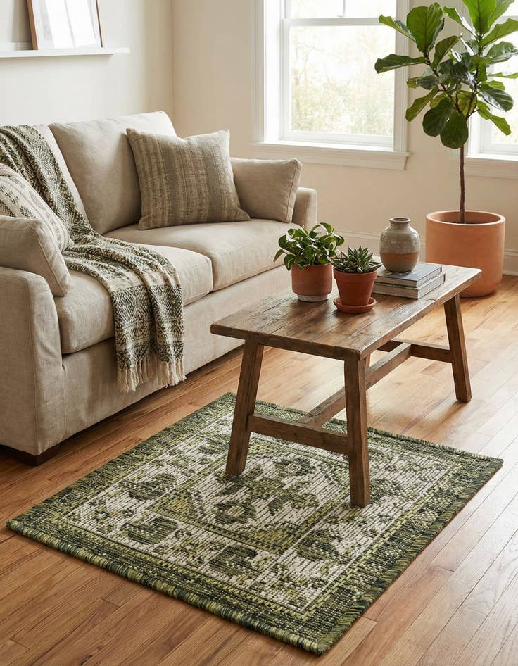 Detail image of  1' 4 x 1' 4  Washable Traditional Indoor / Outdoor Sample Rug