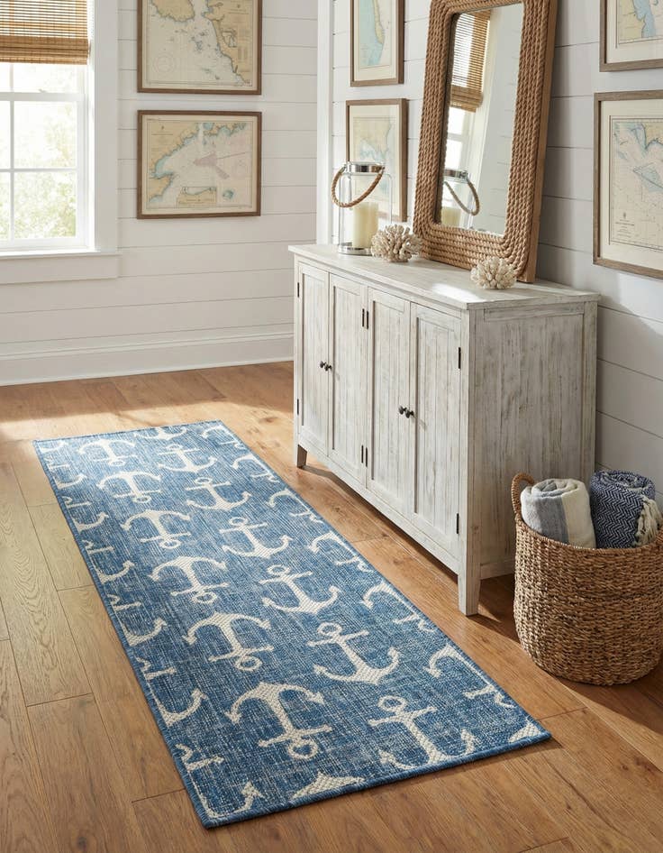 Detail image of 2' x 6'  Washable Coastal Indoor / Outdoor Runner Rug