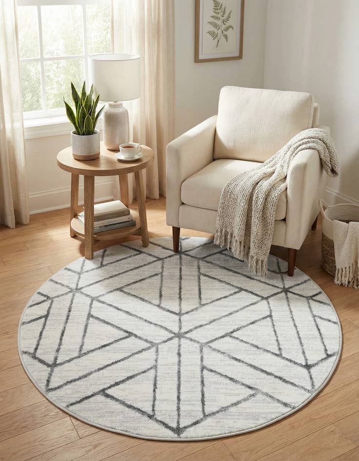 Detail image of 3' 3 x 3' 3 Lattice Trellis Round Rug