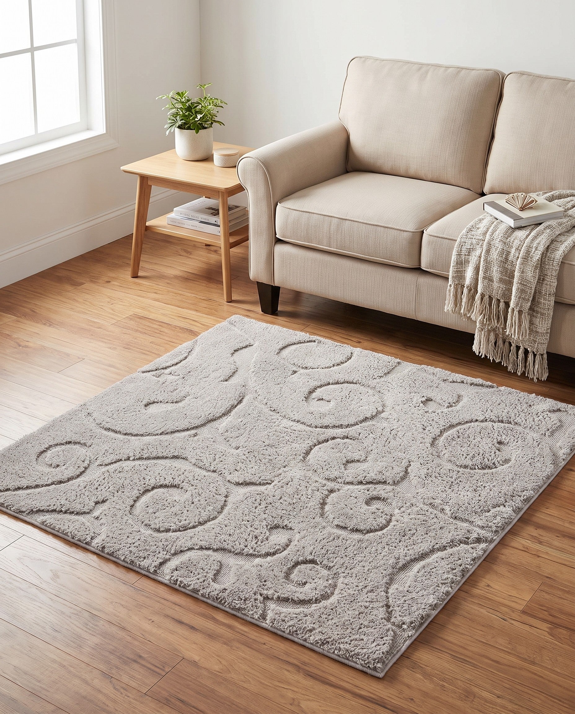 4' x 4' Botanical Shag Square Rug