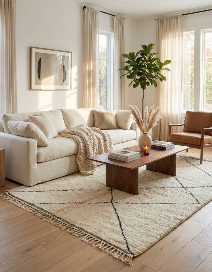 Detail image of 6' 5 x 9' 3 Hand Knotted Moroccan Wool Rug