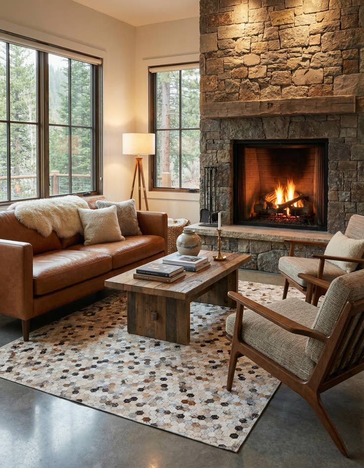 Detail image of 5' 4 x 7' 6 Cowhide Stocks Rug