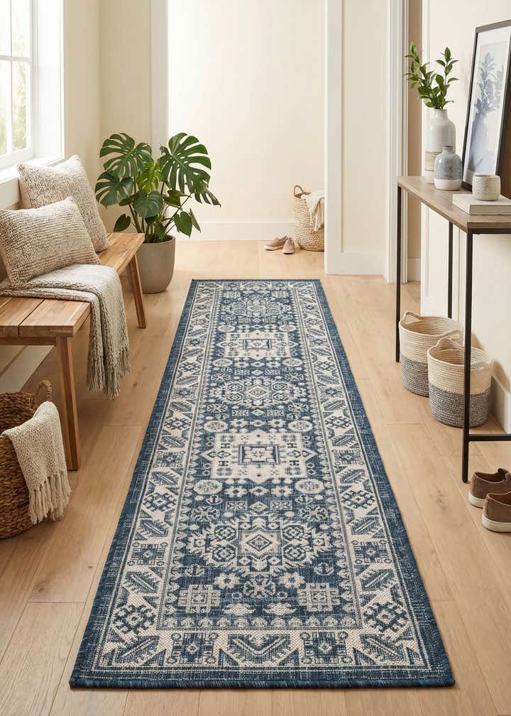 2' x 8' Easy-Clean Aztec Indoor / Outdoor Runner Rug