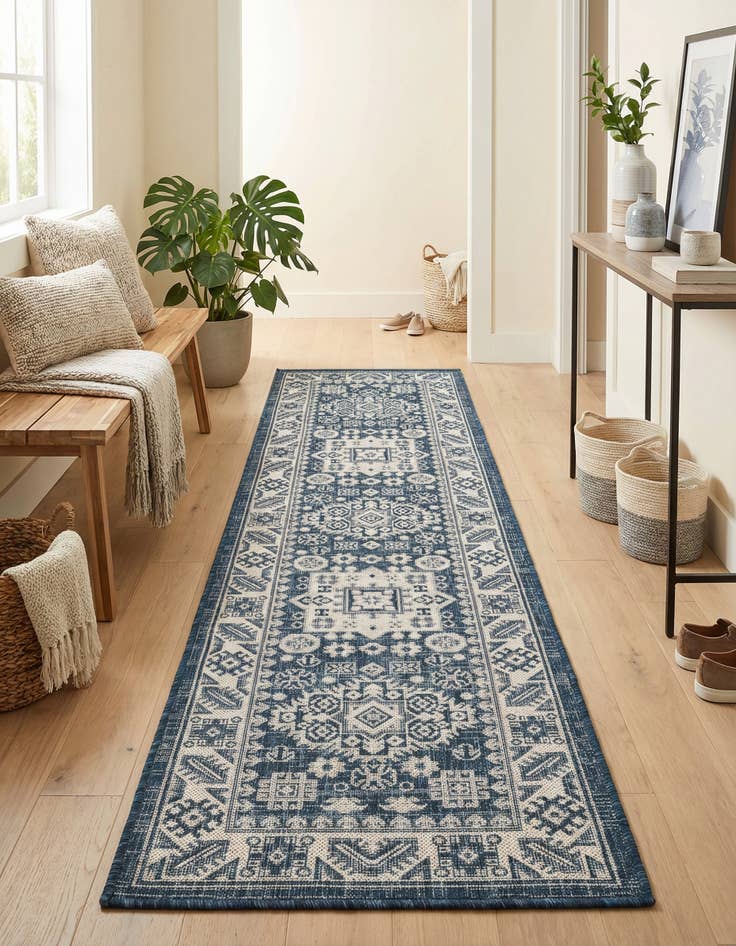 Detail image of 2' x 8'  Washable Aztec Indoor / Outdoor Runner Rug