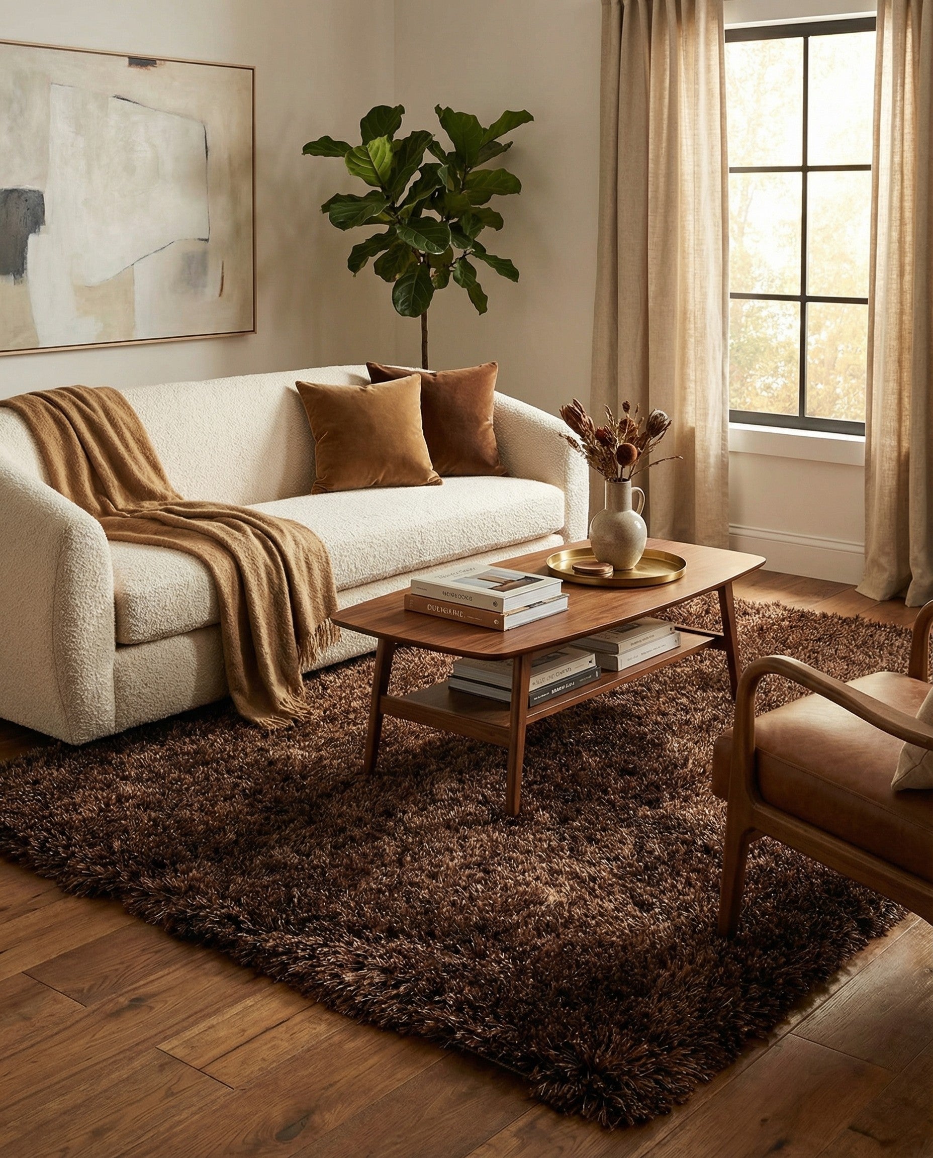  5' x 6' 7  Hand Knotted Solid Shag Rug