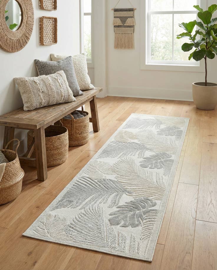 Detail image of 2' 2 x 8' Easy-Clean Botanical Indoor / Outdoor Runner Rug