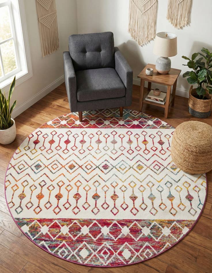 Detail image of 10' x 10' Moroccan Trellis Round Rug