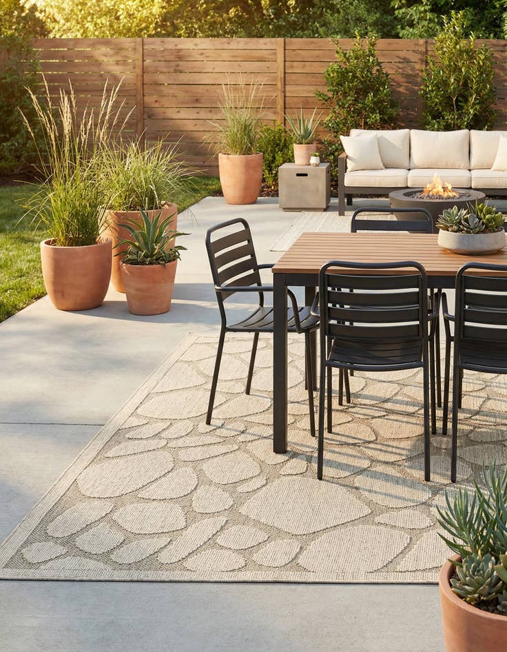 Detail image of 5' 4 x 7' 8  Washable Modern Indoor / Outdoor Rug