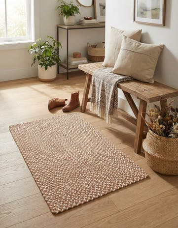 2' x 3' 1 Handmade Tweed Braided Jute Rug