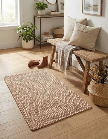 2' x 3' 1 Handmade Tweed Braided Jute Rug