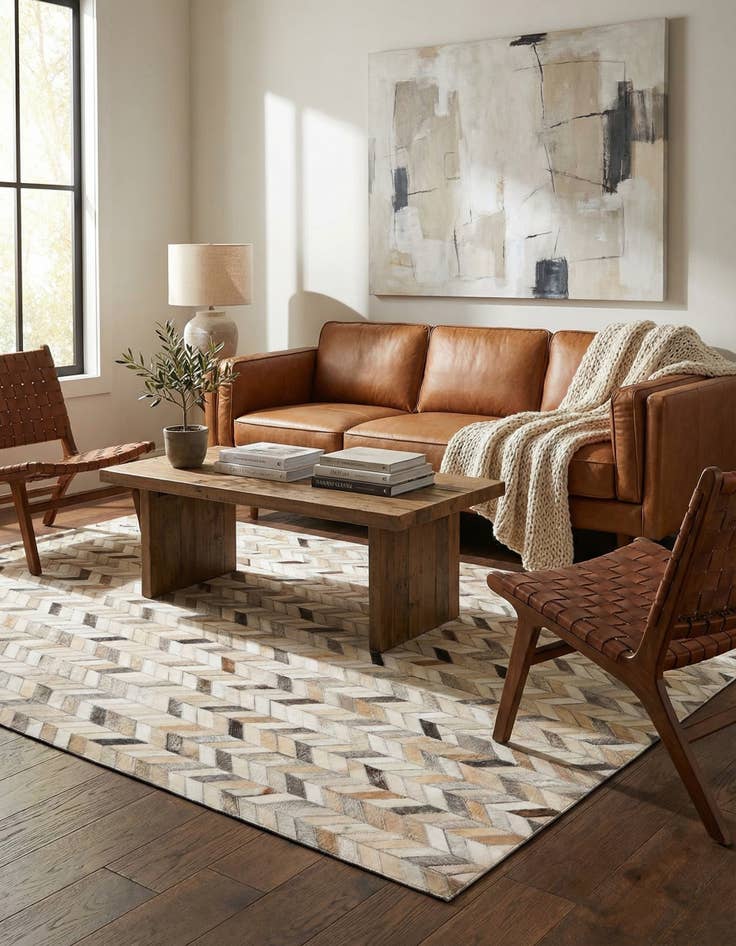 Detail image of  4' x 6' 1 Cowhide Stocks Rug