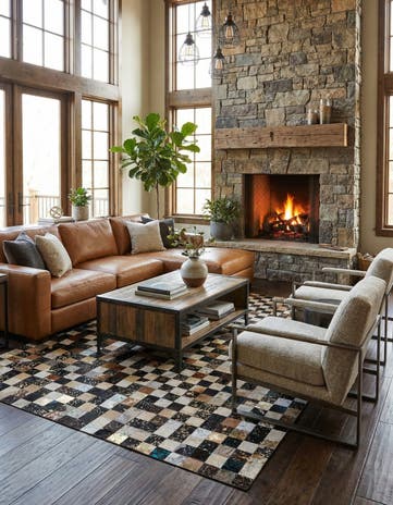 7' 11 x 9' 11 Cowhide - Patchwork Rug