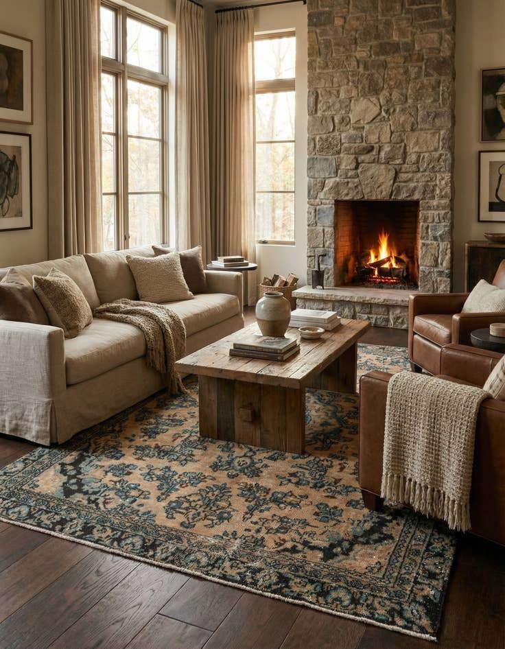 Detail image of 6' 1 x 9'  Hand Knotted Ultra Vintage Persian Wool Rug