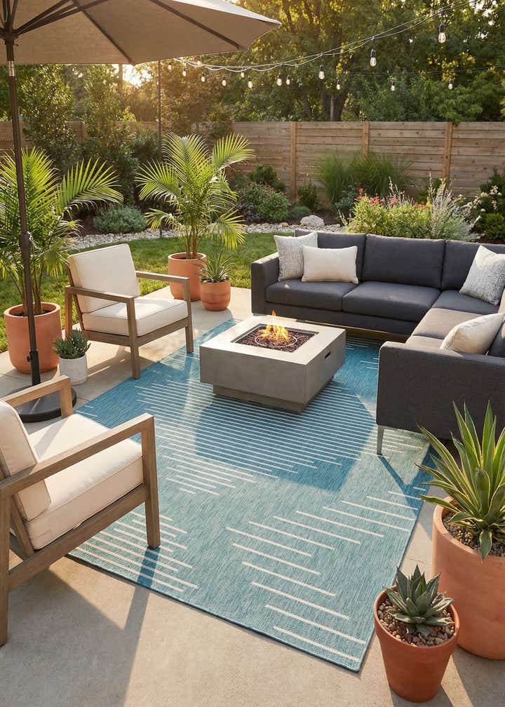 7' 10 x 10' Easy-Clean Modern Indoor / Outdoor Rug