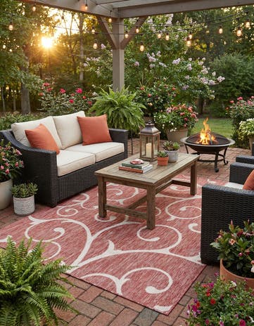 6' x 9' Easy-Clean Botanical Indoor / Outdoor Rug